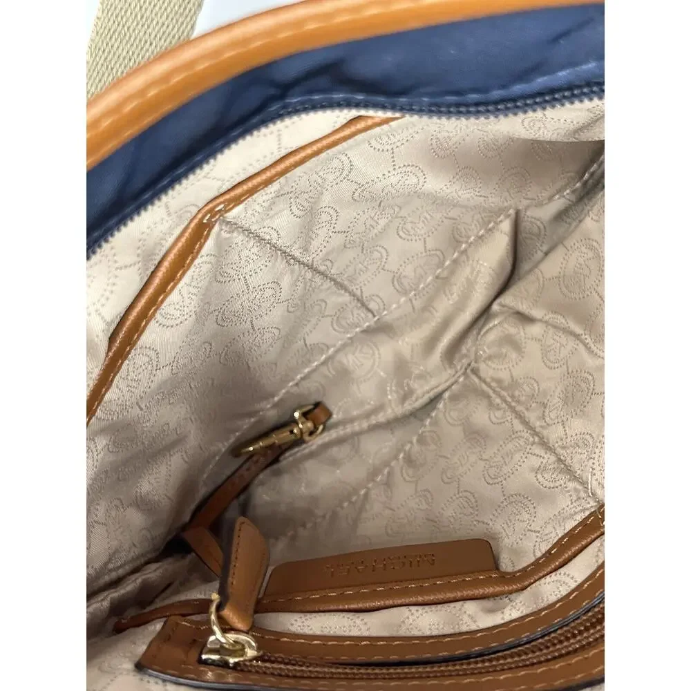 Michael Kors Authenticated Kempton Navy‎ Nylon Leather Crossbody Shoulder Bag